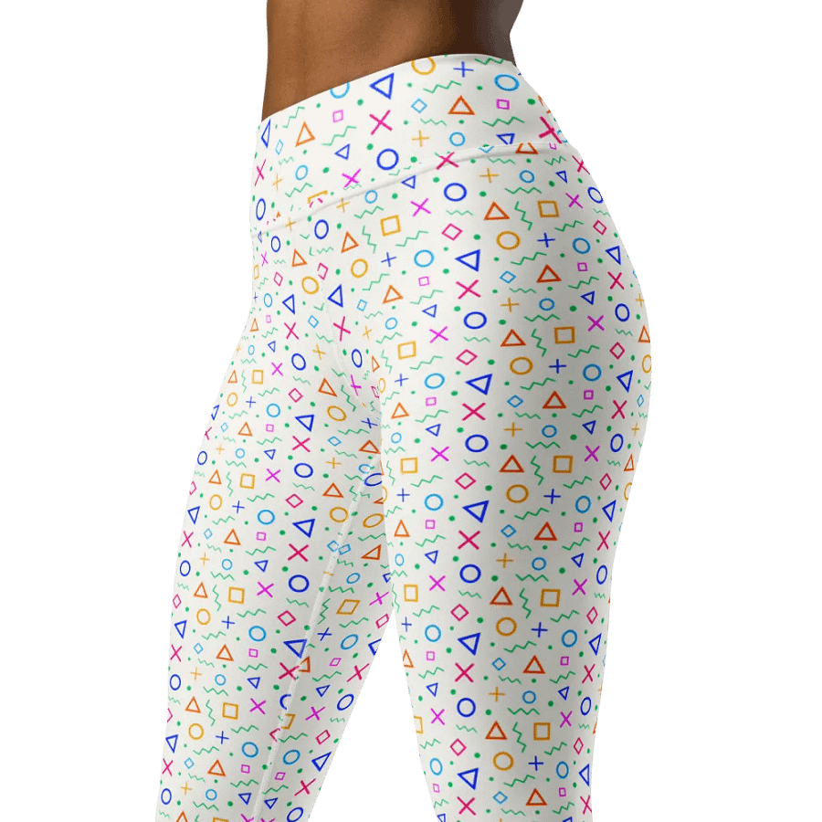 Geometric Groove High-Waisted Leggings - Colorful Shape Pattern Activewear product image (1)