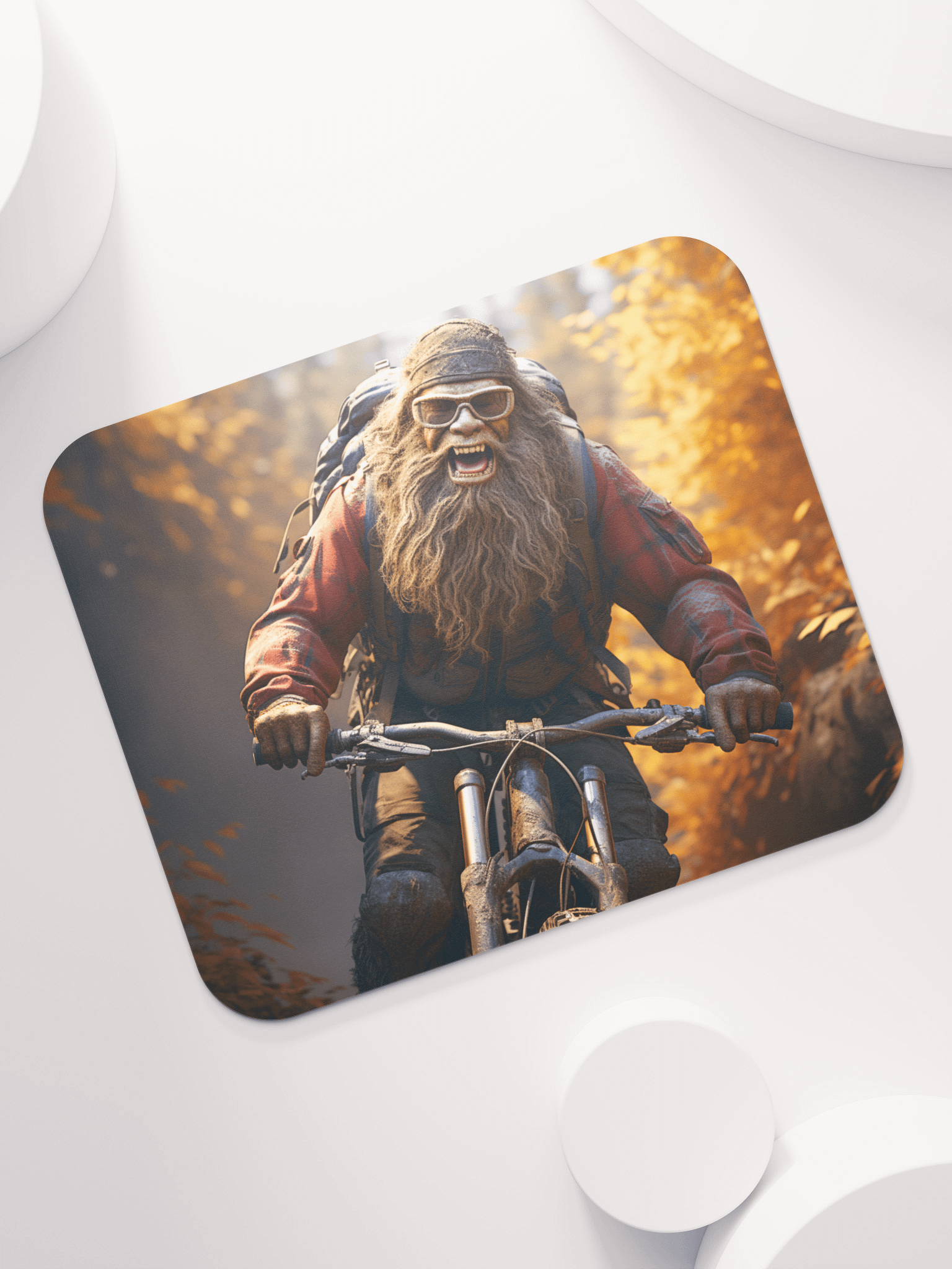 Bigfoot on a mountain bike - Rectangular Mouse Pad product image (5)