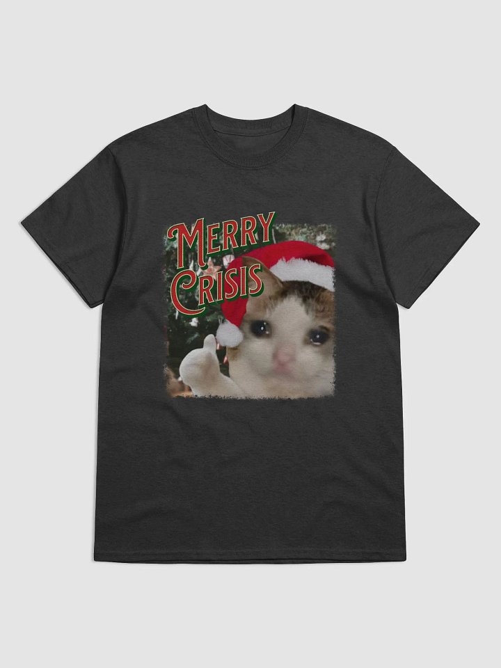 Merry Crisis Thumbs Up Crying Cat Shirt product image (1)