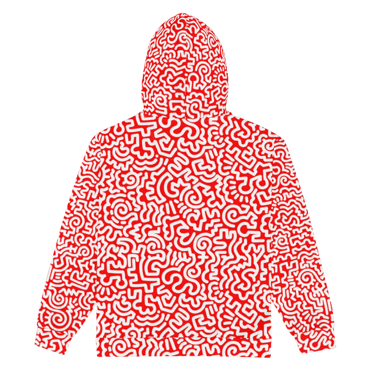 White On Red Doodle Zip Hoodie product image (2)