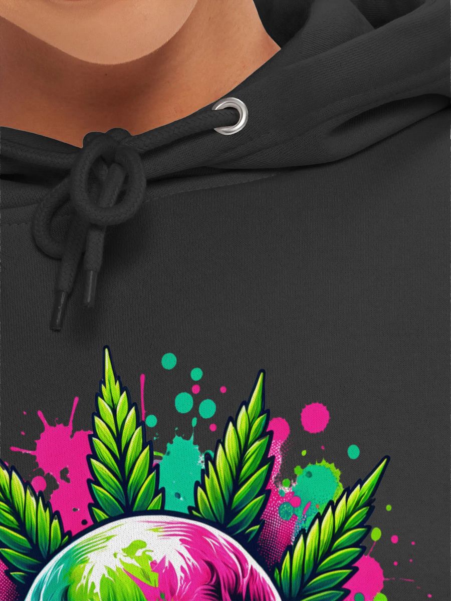 Cannabis Chaos Splatter Skull Leaf Hoodie product image (7)