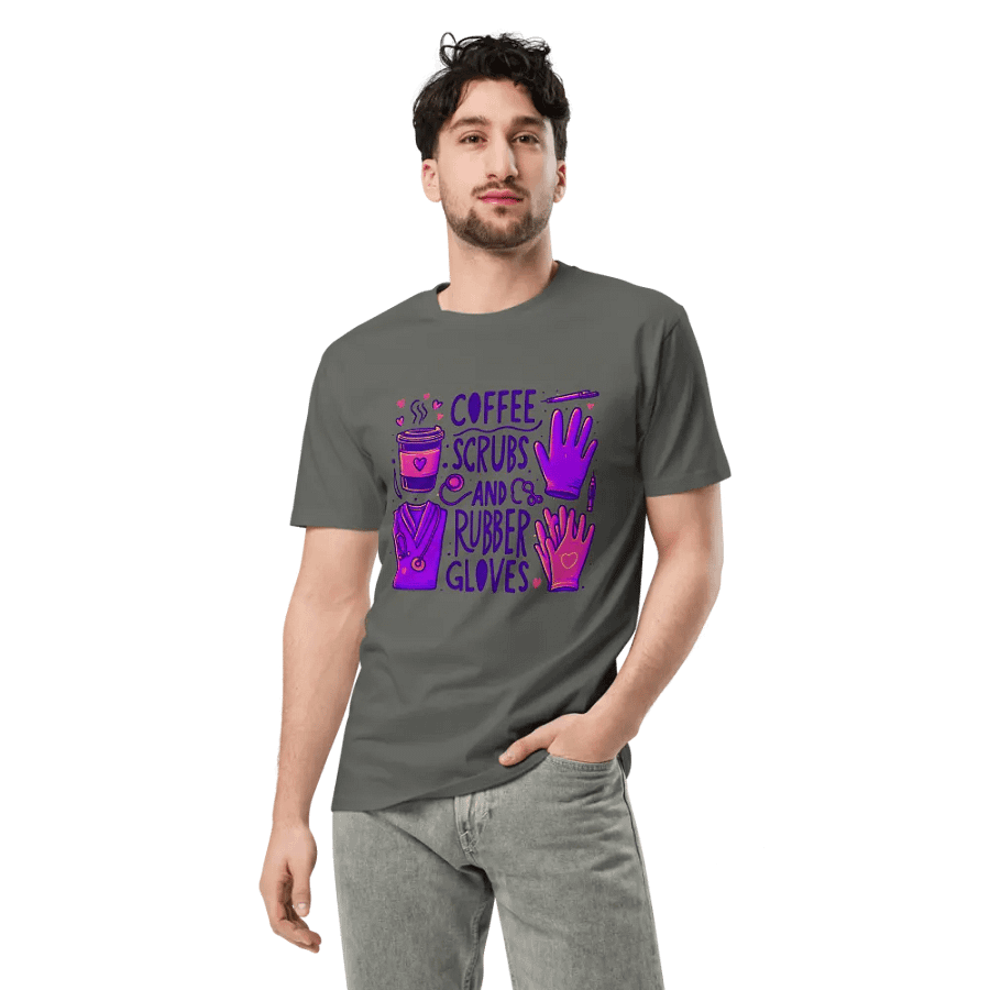 Coffee, Scrubs & Gloves Unisex Tee product image (4)