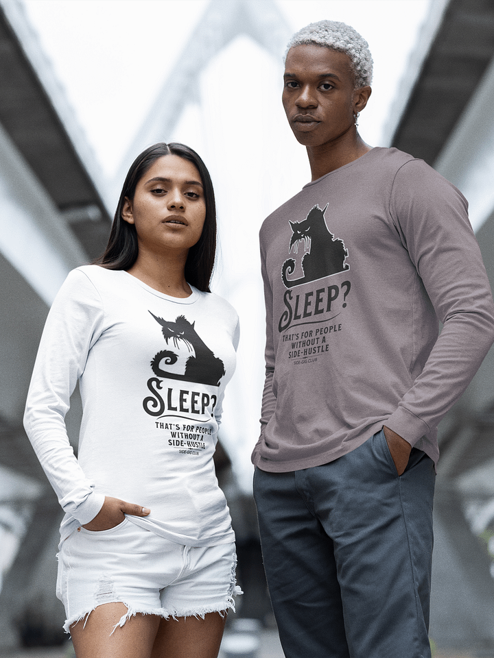 Sleepless Grind: Hustler Cat Long Sleeve Tee in Vivid Black product image (1)