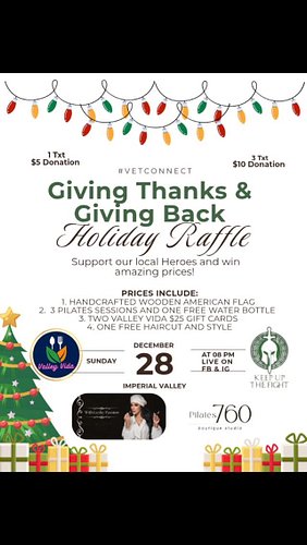 Giving Thanks, Giving Back — Holiday Raffle EXTENDED! 🇺🇸✨

VetConnect is excited to extend our Giving Thanks, Giving Back Hol...