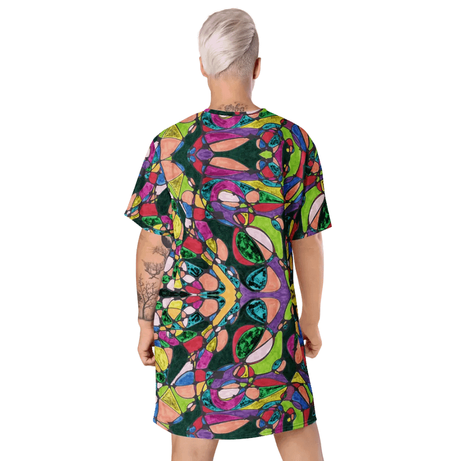 Abstract Coloured Patterned Neurographic Ladies T Shirt Dress product image (9)