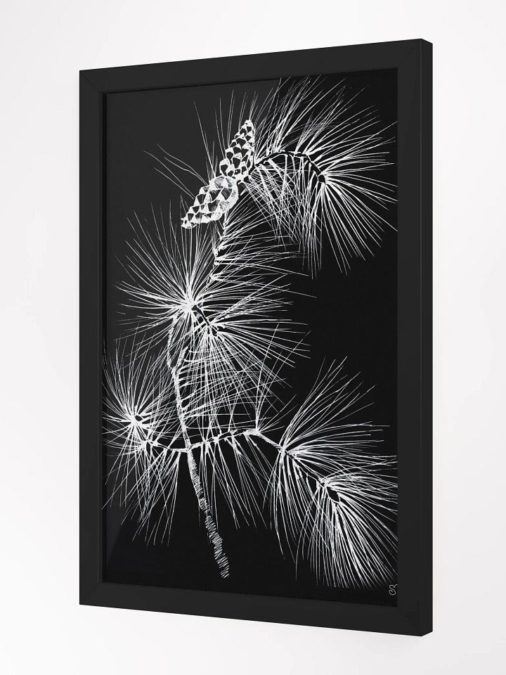 Vibrant Matte Poster in Ayous Wood Frame - Pine Branch and Cones product image (2)