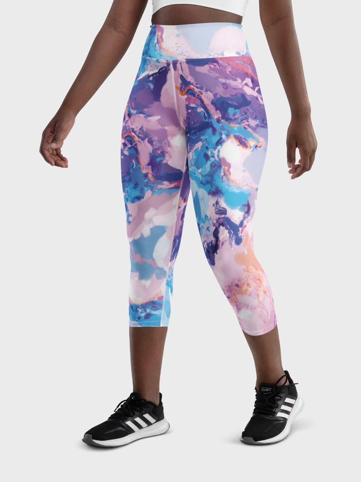 Capri Leggings "Marble Effect Pastel Blue Purple Dreamy Waves" product image (8)