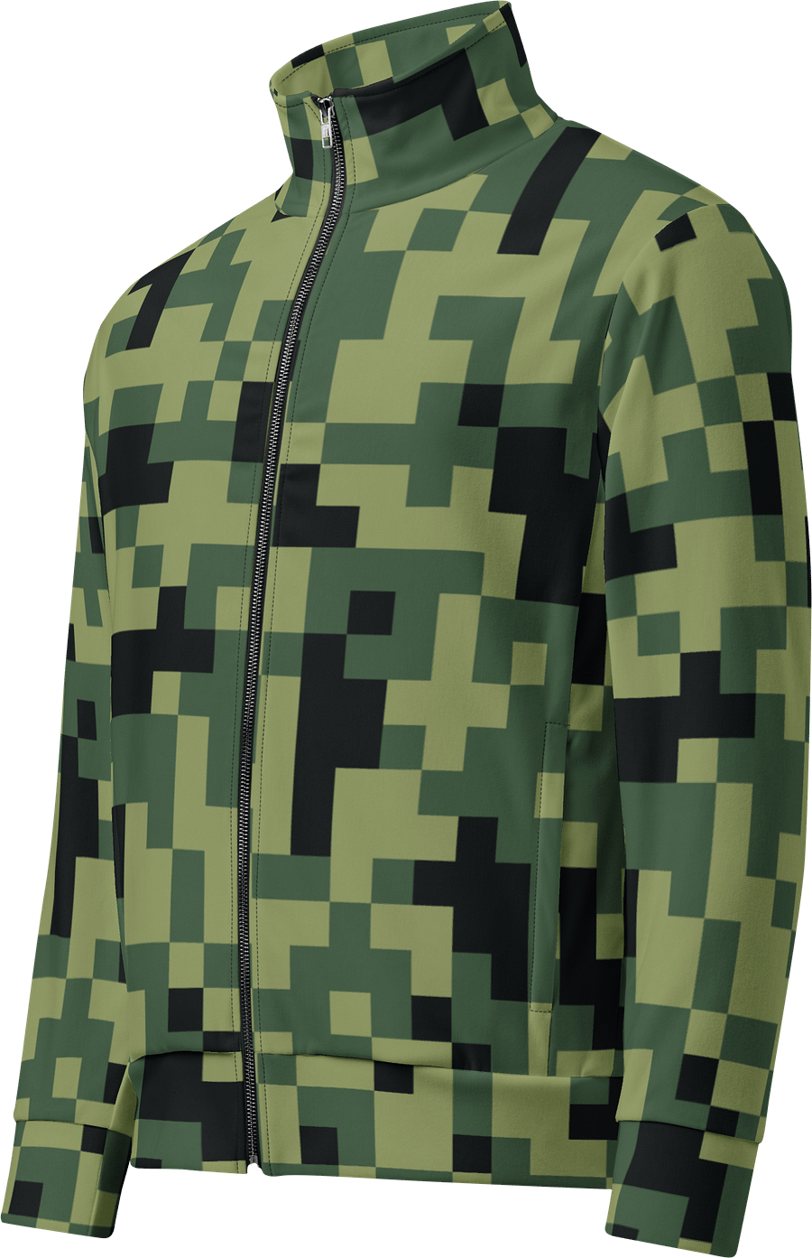 Military Green Camouflage Pixels Camo Pattern Unisex Track Jacket product image (1)