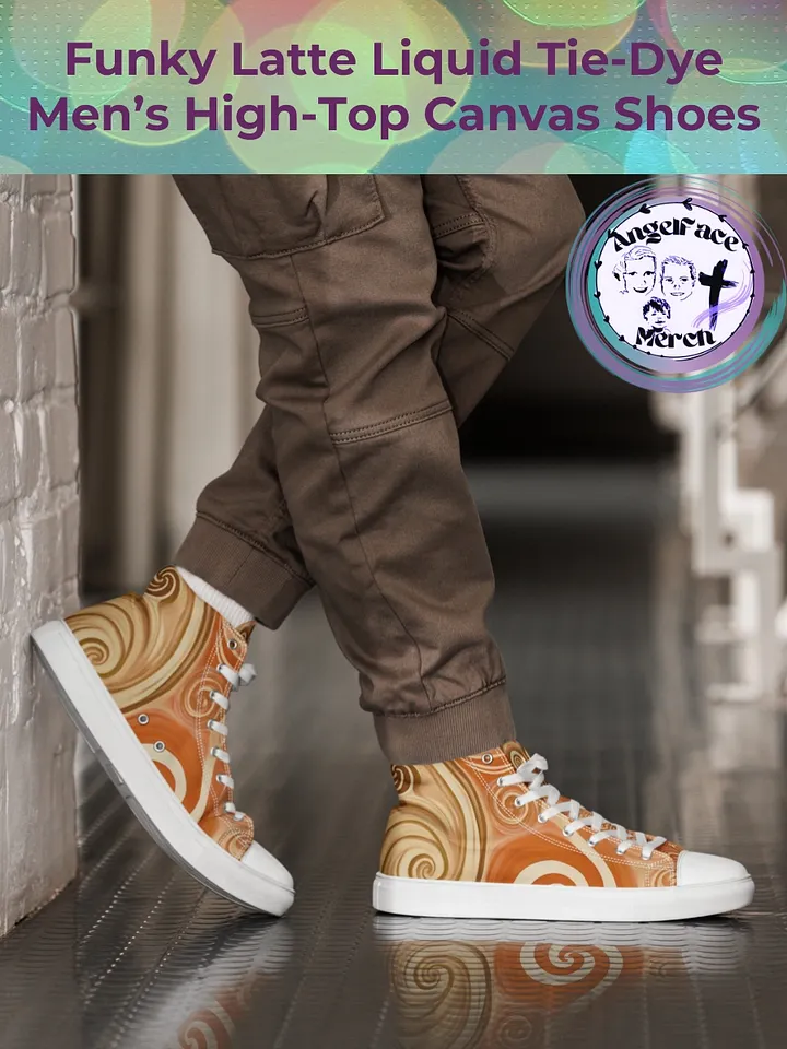 Funky Latte Liquid Tie-Dye Men's High-Top Canvas Shoes product image (1)