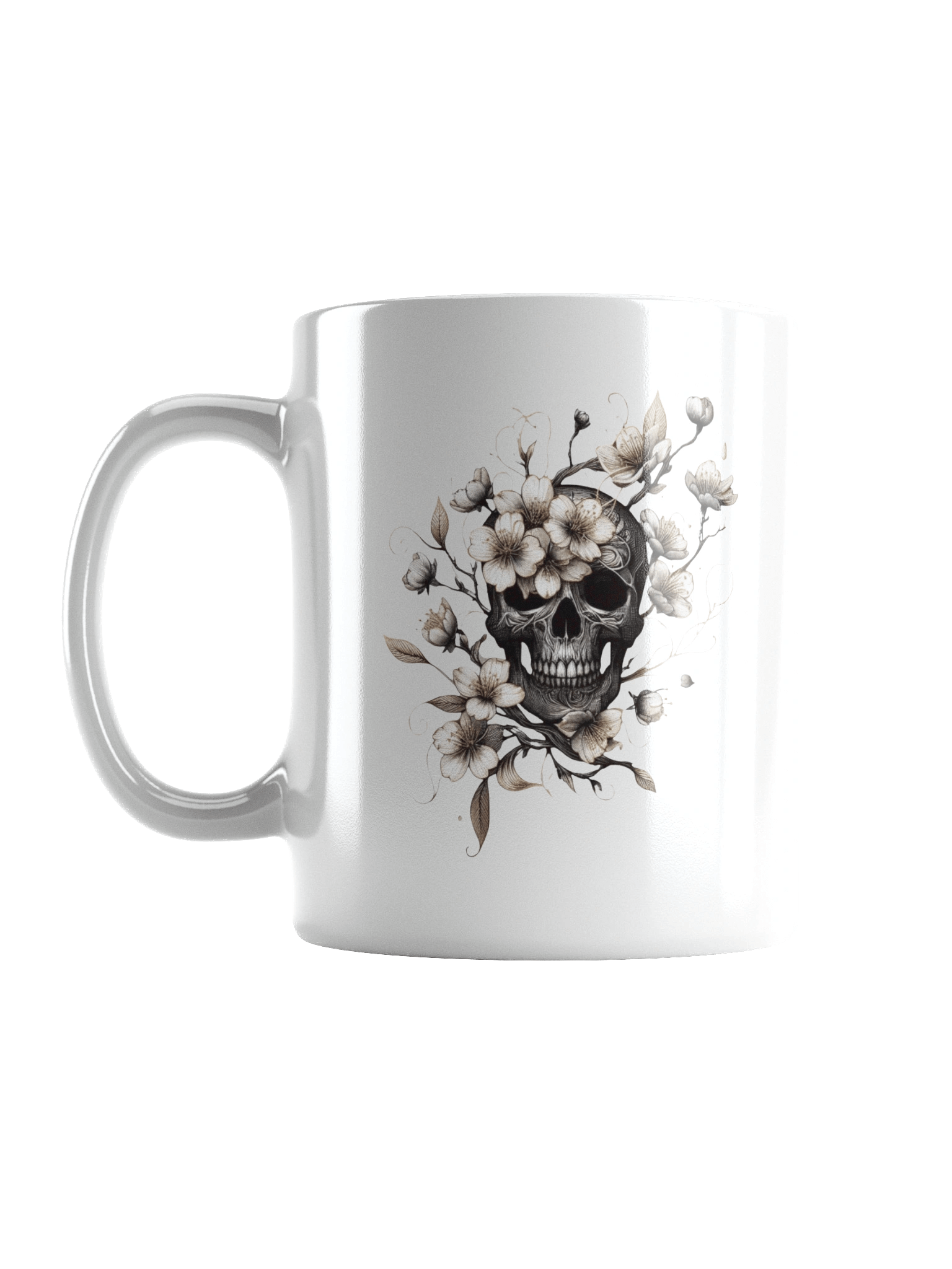 Floral Skulls White Glossy Mug product image (1)