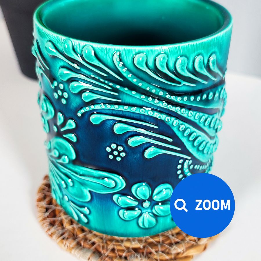 Ceramic handmade coffee mug, turquoise/green/emerald cup — handmade pottery, handmade ceramic, home decor, handmade gift, Turkish ceramic product image (6)