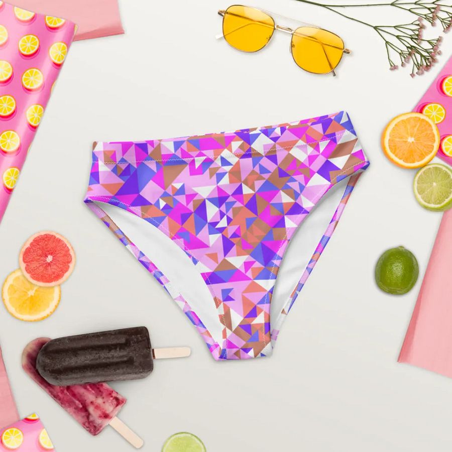 Colorful vector Pattern Design High Waisted Bikini Bottom - v4 product image (8)