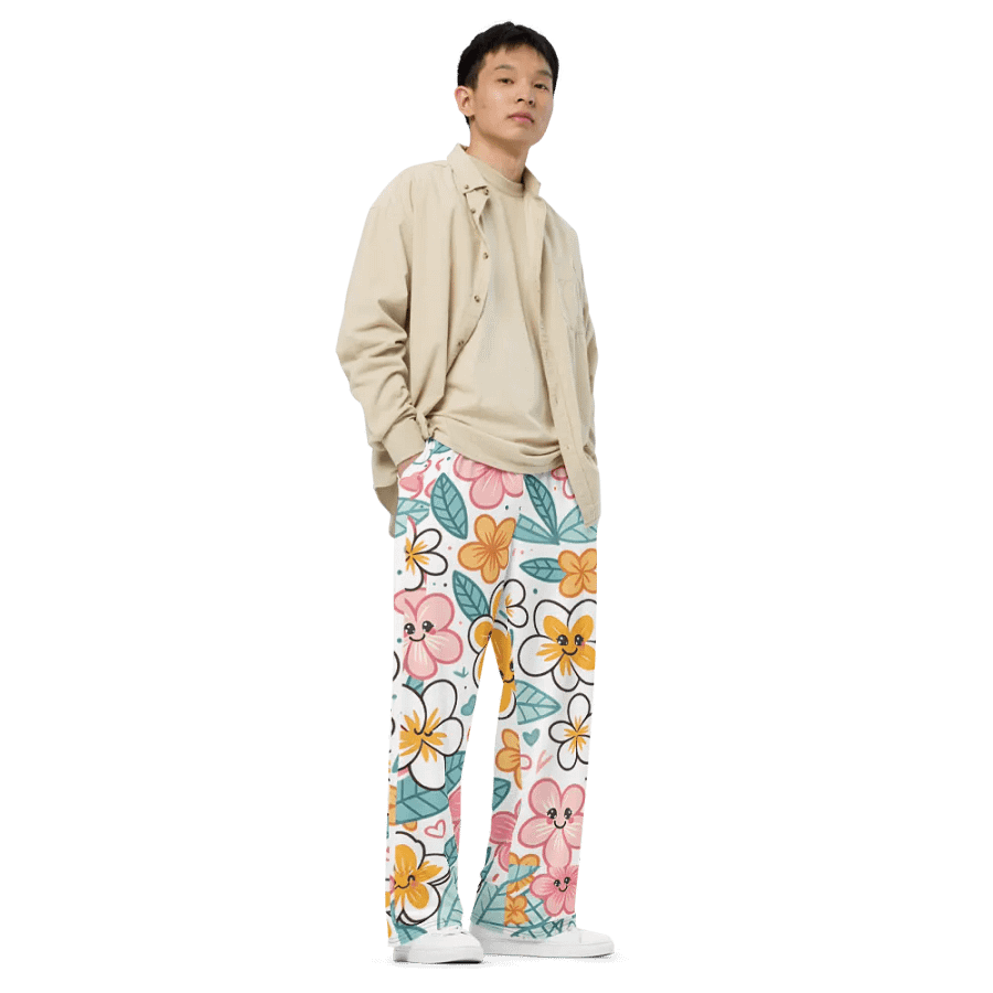 Cheerful Blooms Unisex Wide-Leg Pants product image (8)