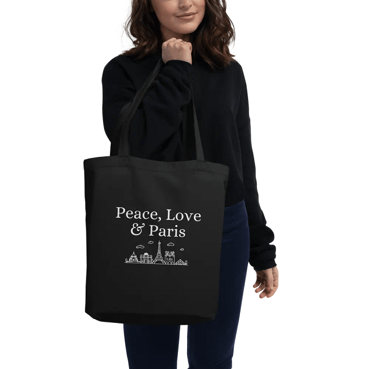 Peace, Love and Paris Organic Statement Tote with Monuments Eco-Friendly Chic product image (1)