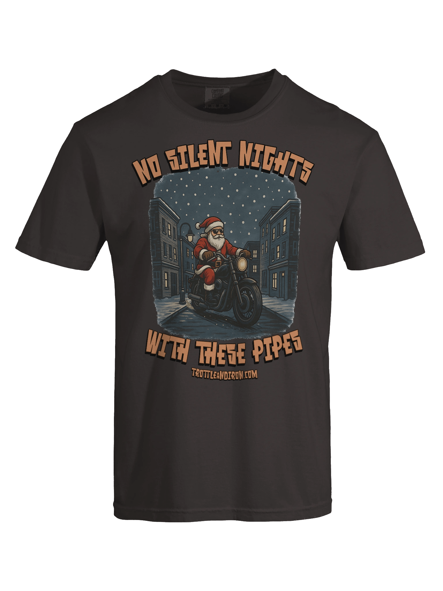 Throttle & Iron “No Silent Nights with These Pipes” Christmas Tee product image (45)