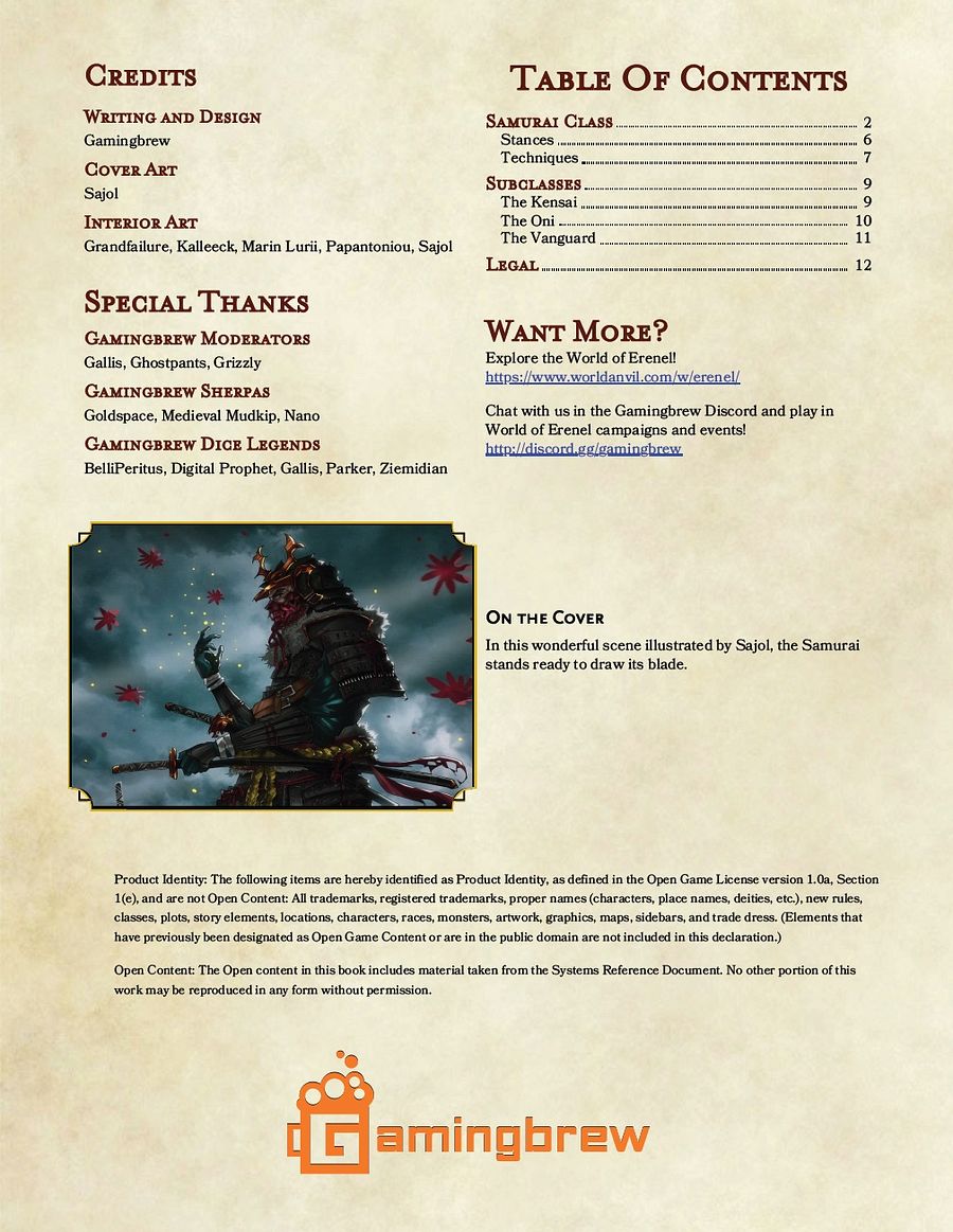 Samurai 5E Class (PDF) product image (2)