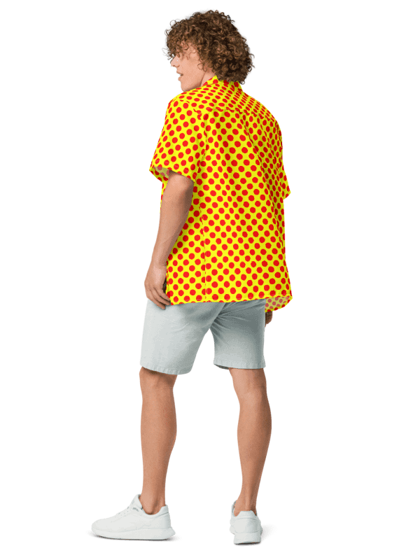 Red Polka Dots on Yellow Hawaiian Shirt product image (5)