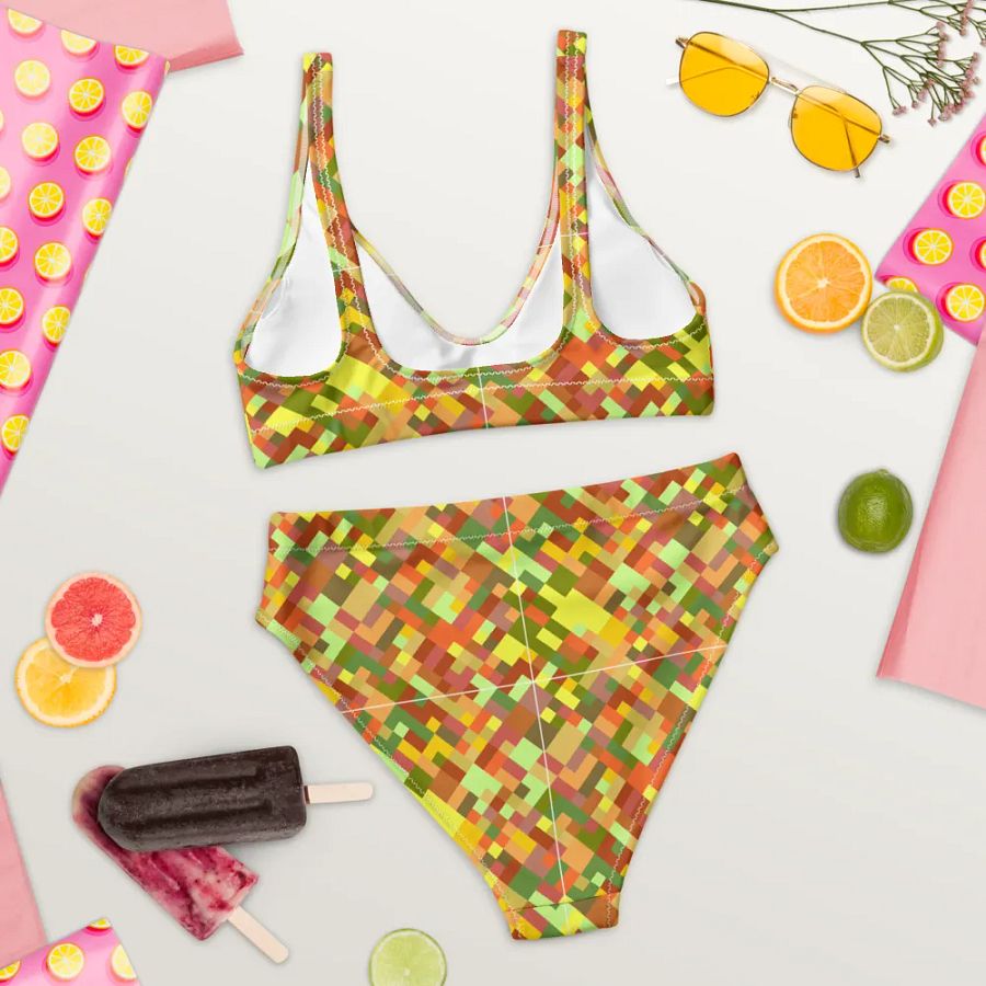 Colorful Mosaic Pattern Design High Waisted Bikini - v2 product image (7)