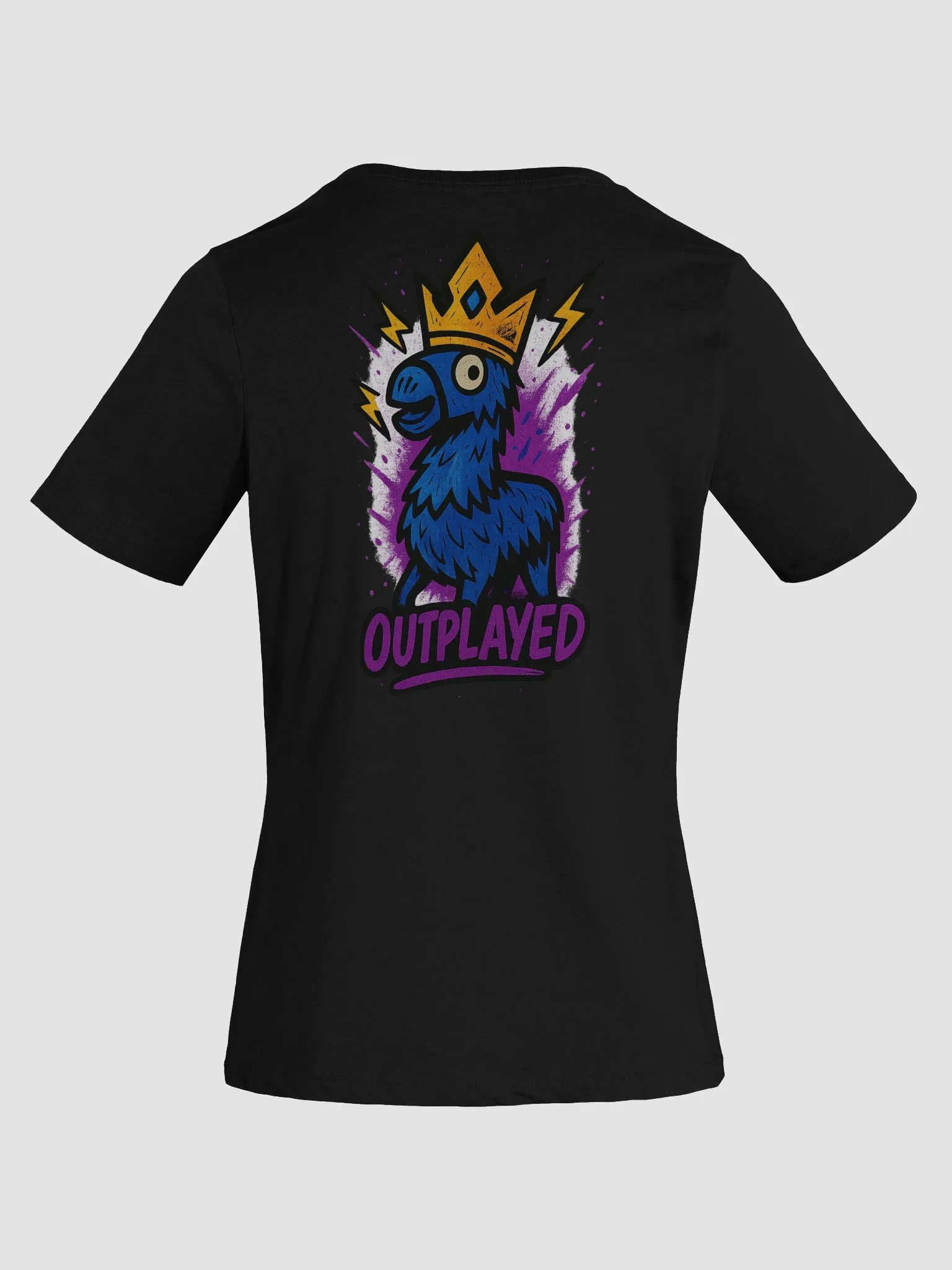 Outplayed Women’s V-Neck Tee – Clean Badge / Back Blas product image (20)