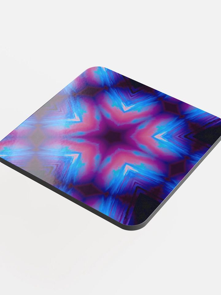 Sea Star Kaleidoscope Art Coastal Coaster, Pink Blue Cotton Candy Color Cork-Back Coaster product image (1)