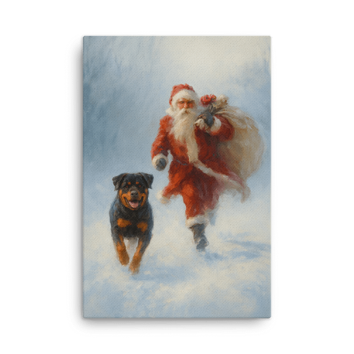 Rottweiler & Santa's Winter Run Sleek Slim Canvas Art product image (2)