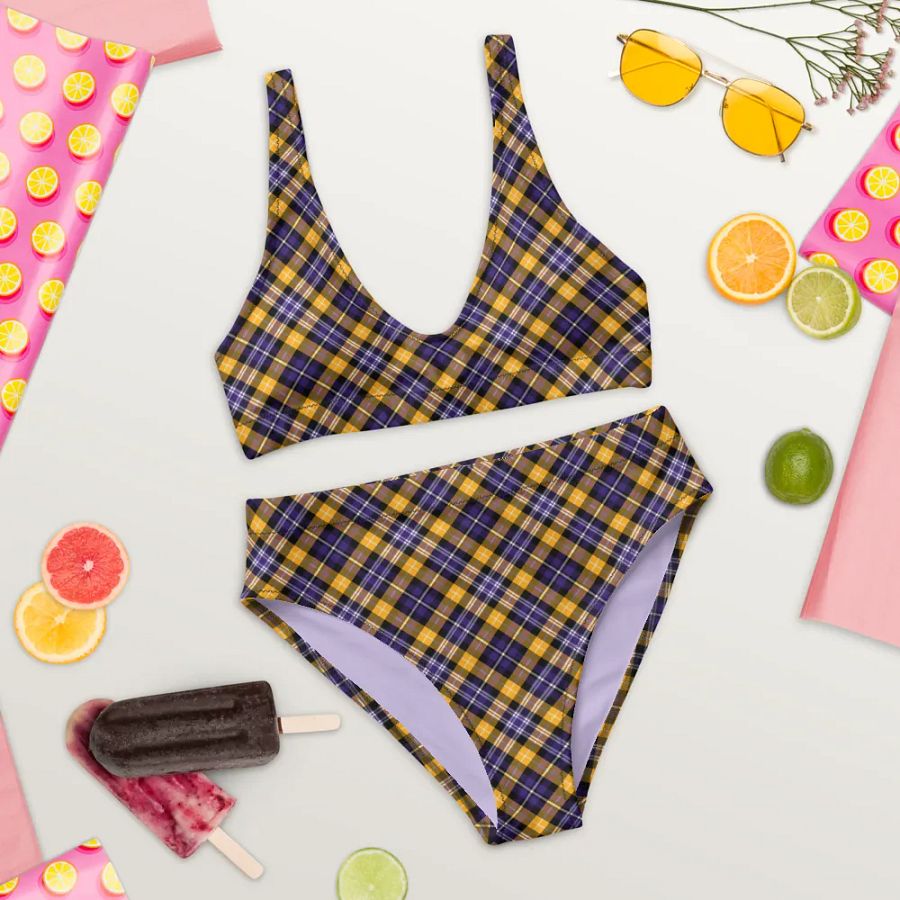 Purple and Yellow Gold Sporty Plaid Bikini product image (9)