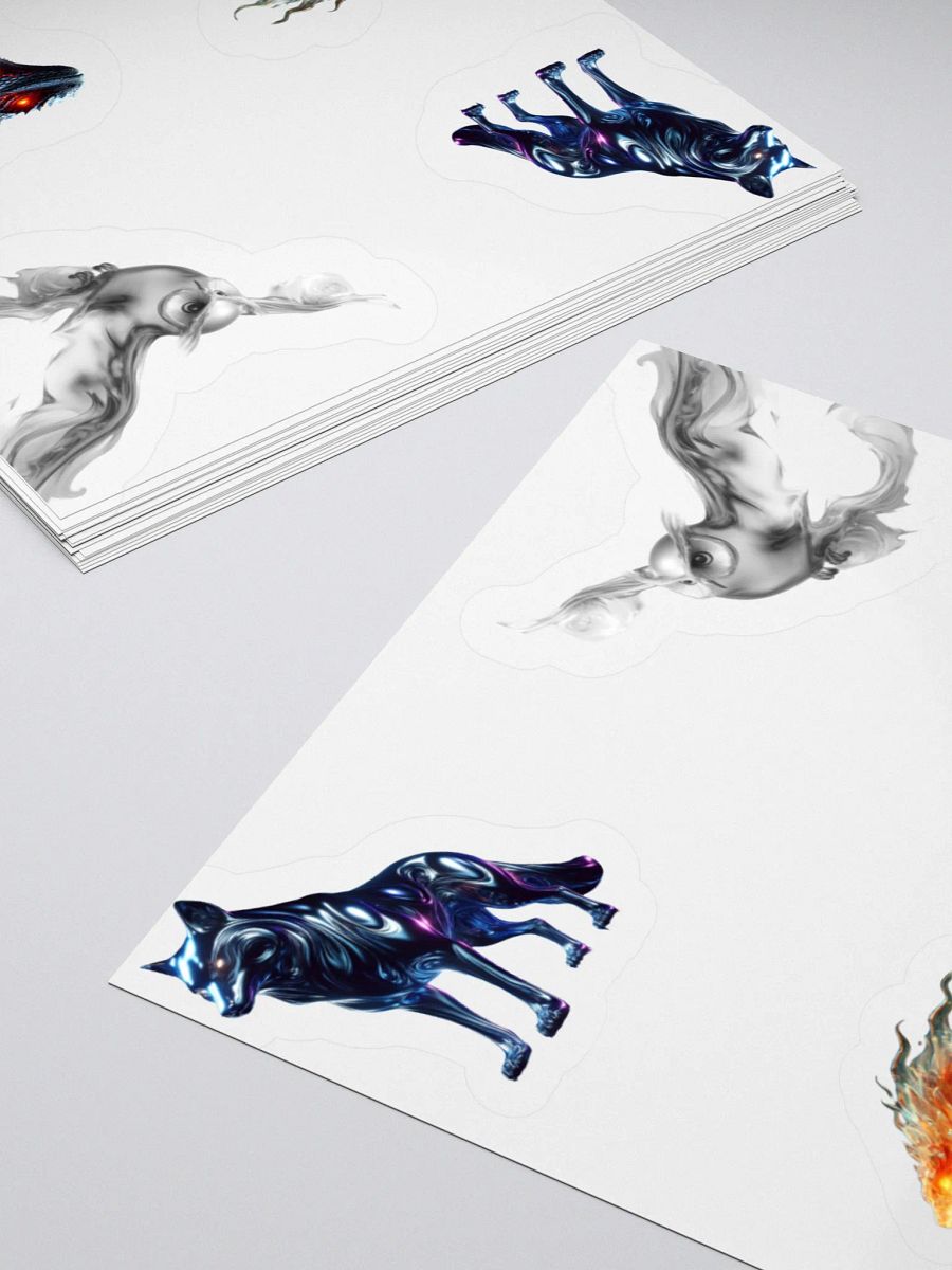 Metal Wolf, Wind Owl, Crystallized Fire Snake, and Lava Iguana Sticker Sheet product image (4)