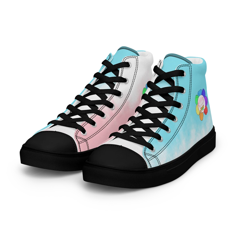 Pastel Blue, Pink and White and Black Flower Sneakers product image (6)