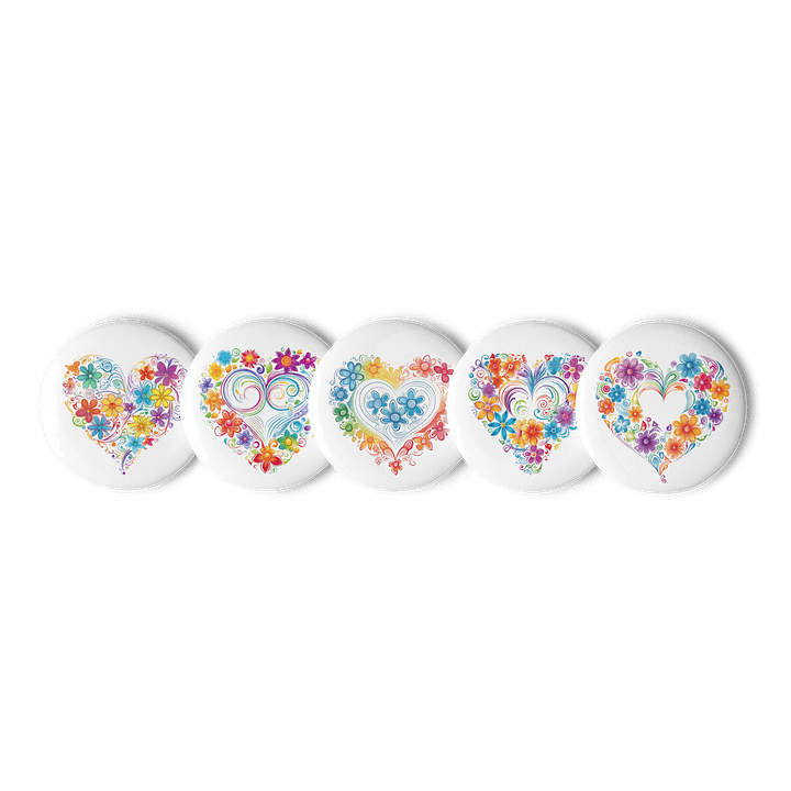 Rainbow Flower Hearts Set of Pins (5) product image (1)