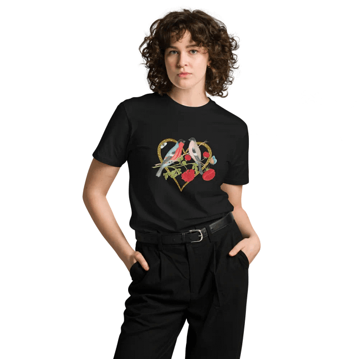 Love Birds Gold Heart Unisex T-Shirt product image (1)