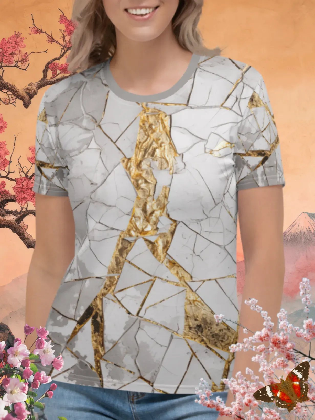 White & Gold Kintsugi T-Shirt product image (1)