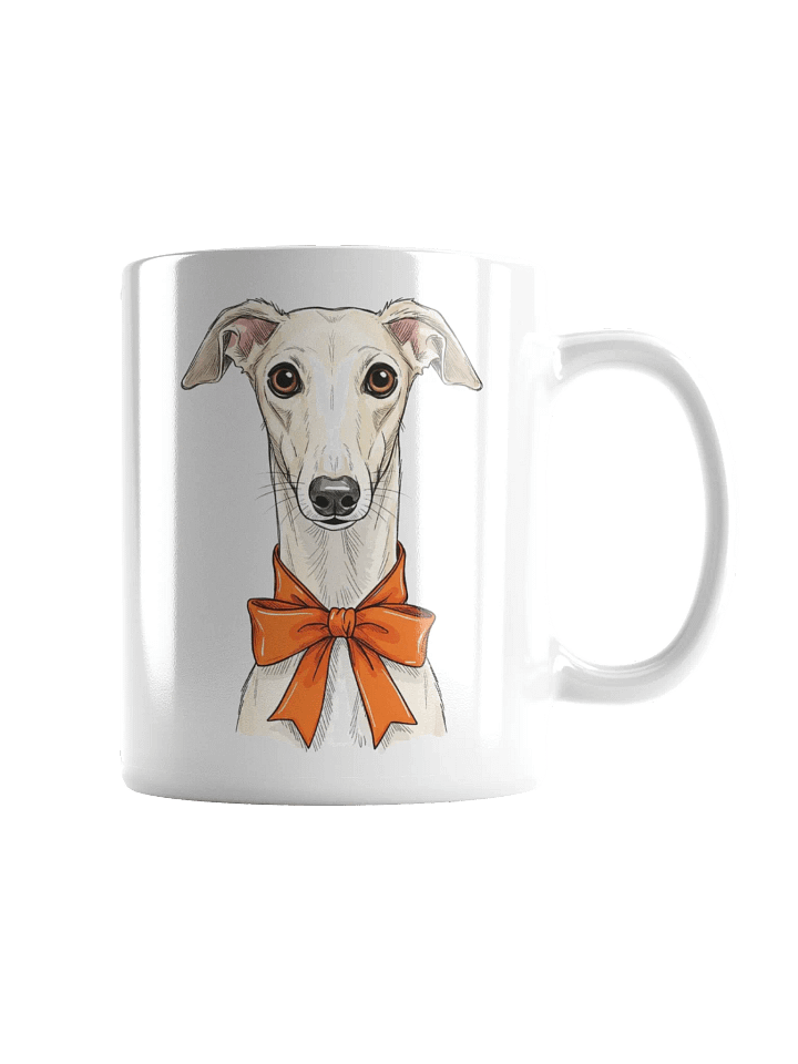 Greyhound With An Orange Bow Sketch-y Art Chic Small Ceramic Mug product image (2)
