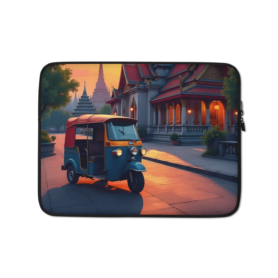 Tuk-Tuk at Sunset Near Thai Temple sleeve case. product image (1)