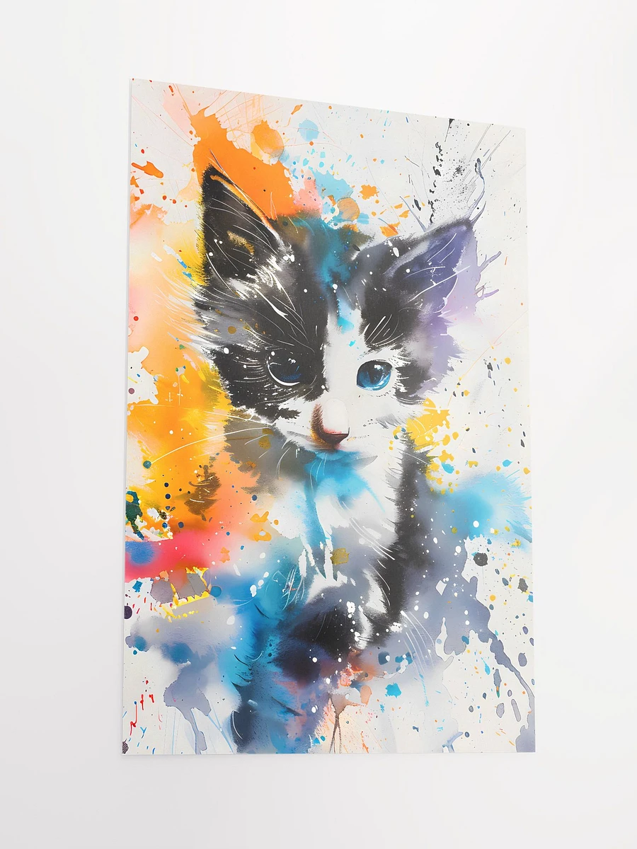 Whimsical Feline Charm: Playful Kitten in Vivid Watercolor Tones Matte Poster product image (4)