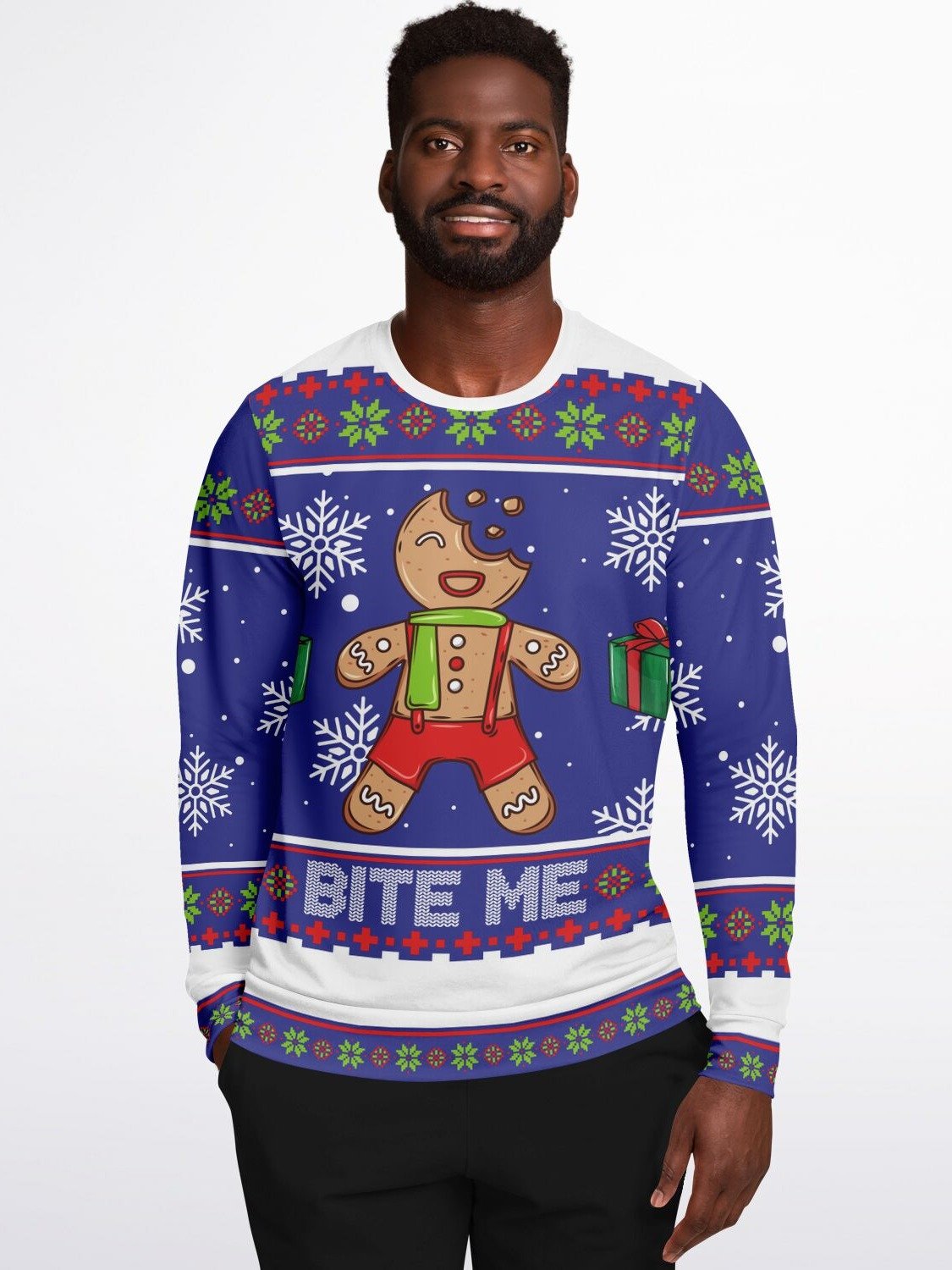 "Bite Me" Gingerbread Christmas Sweatshirt | Funny Holiday Sweater | Sassy Cookie Winter Pullover | Christmas Party Outfit product image (5)