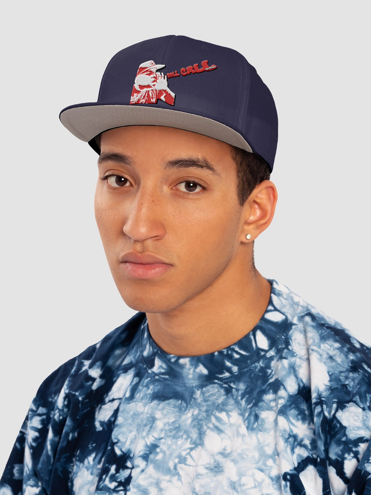 Navy Blue Roll Call Snap Back (red & white logo) product image (6)