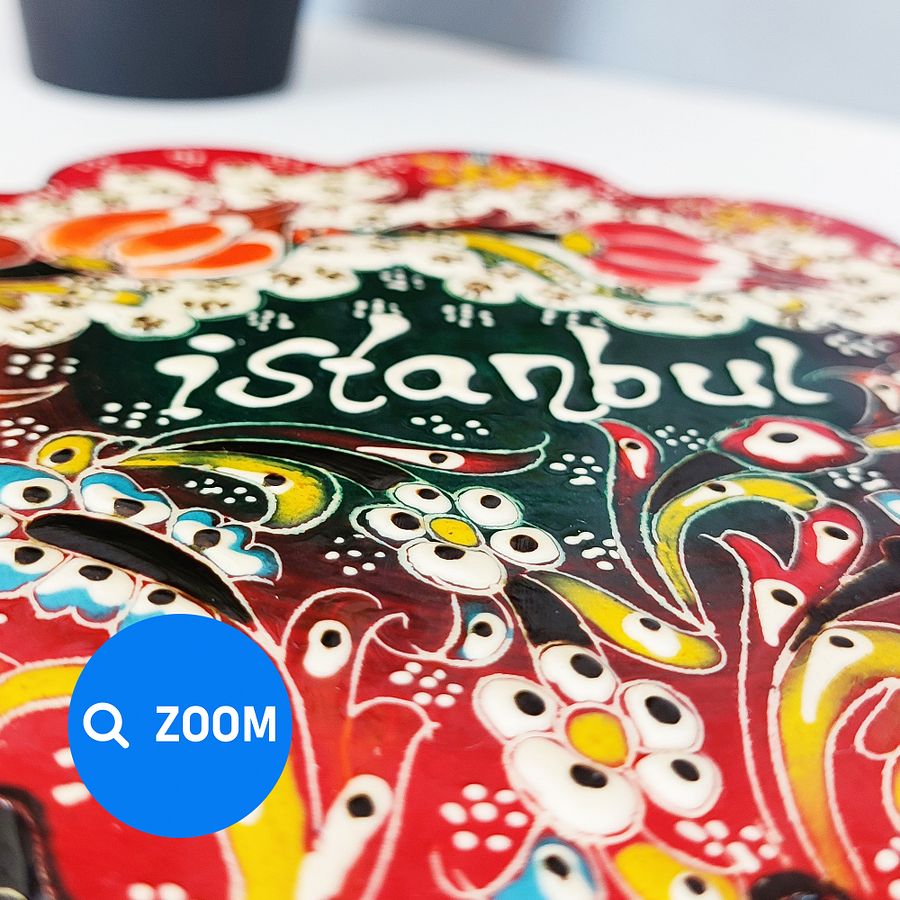 Ceramic coasters (18 cm, big, red) — handmade pottery, handmade ceramic, home decor, handmade gift, Turkish ceramic product image (5)