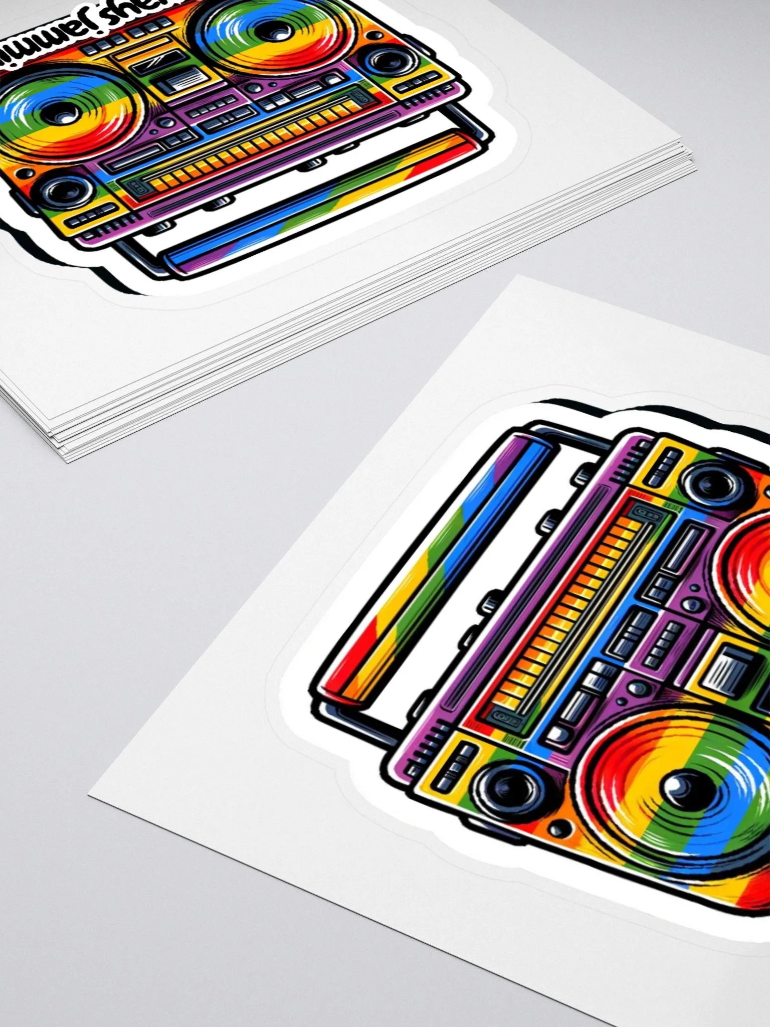 Always Jammin' Sticker-Music Lover Sticker-Boom Box Sticker-Rainbow Style Sticker product image (11)