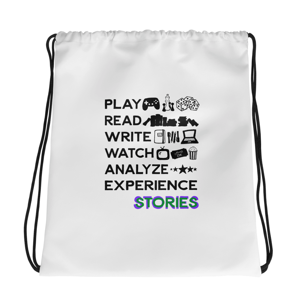 Experience Stories Drawstring Bag (Green and Purple) product image (1)