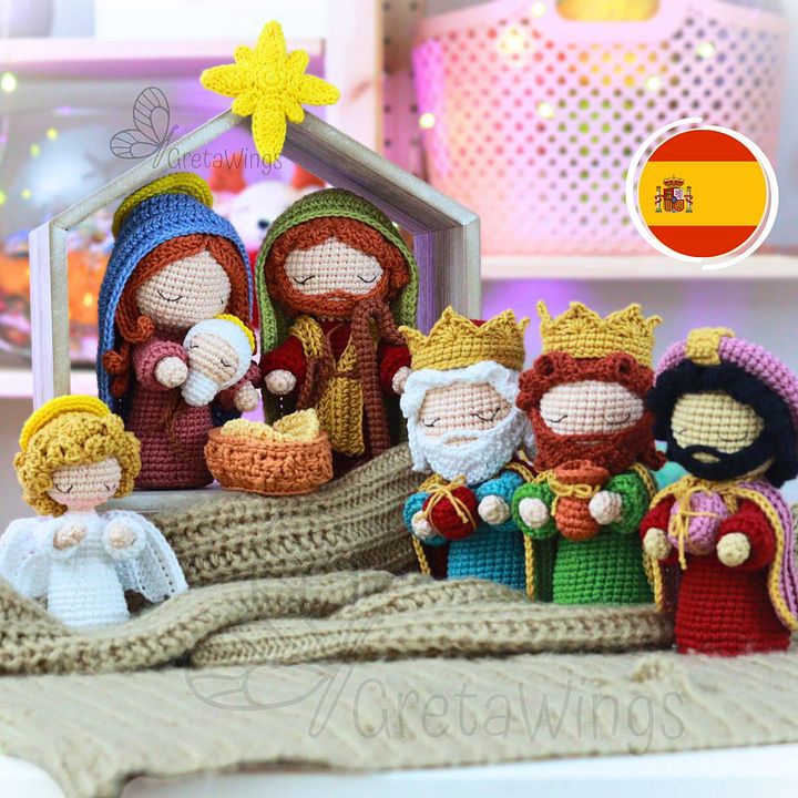 Patrón de Crochet Amigurumi del Pesebre: María, José, Niño Jesús, Tres Reyes Magos, Ángel, Estrella de Belén por GretaWings (descarga digital) product image (1)