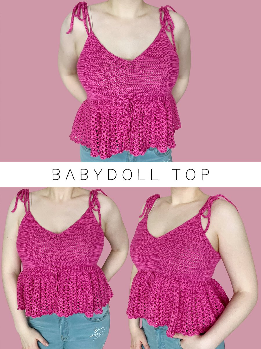 Crochet Pattern: Babydoll Top with Ruffles product image (1)