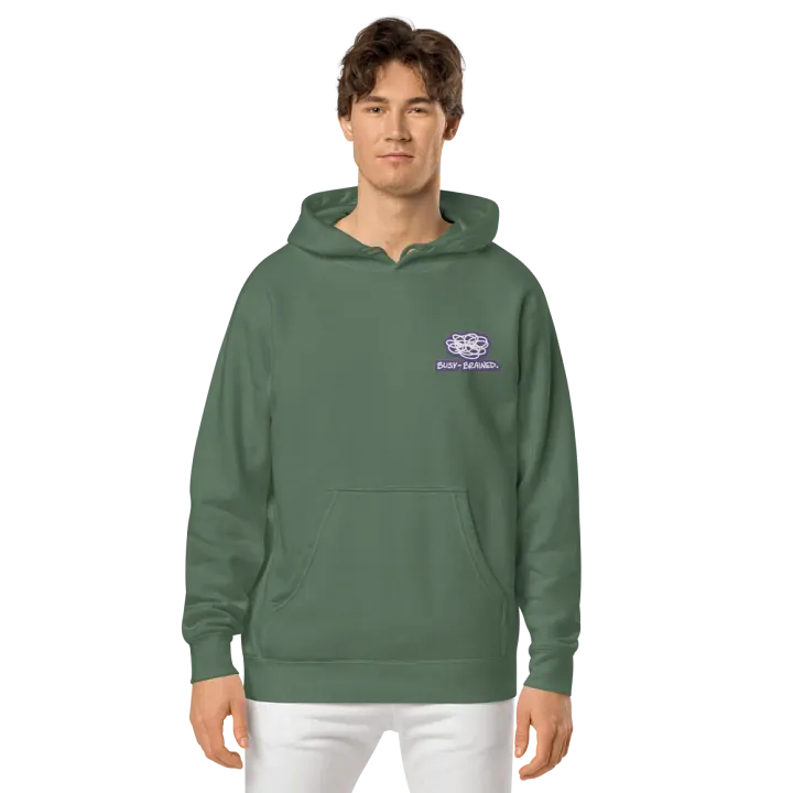 BUSY-BRAINED (L.C. purple bubble design 2) embroidered pigment hoodie product image (13)