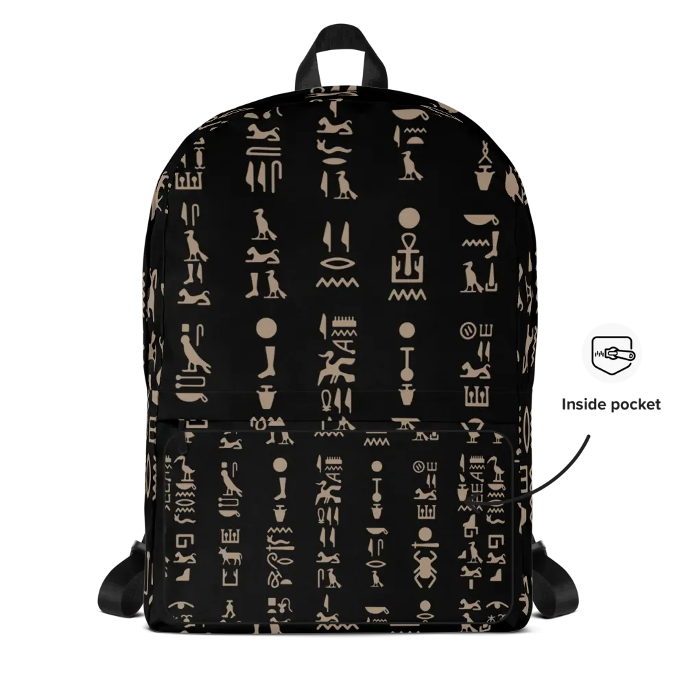 Isis Black Hieroglyphs All-Over Print Backpack product image (5)