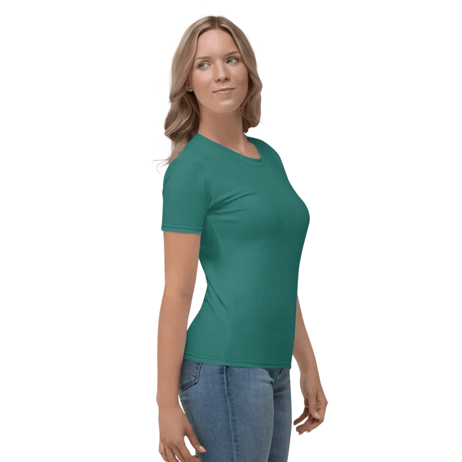 Plain Medium Teal Green True Summer Women's Crewneck Polyester Heavyweight Premium T-Shirt by Treasure Pie product image (5)