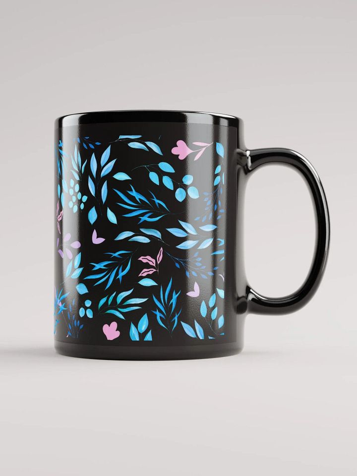 Blue And Purple Leaves Artistic Design Black Mug product image (1)