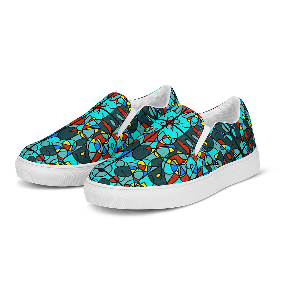 Turquoise Stained Glass – Men's Slip-On Canvas Shoes product image (3)