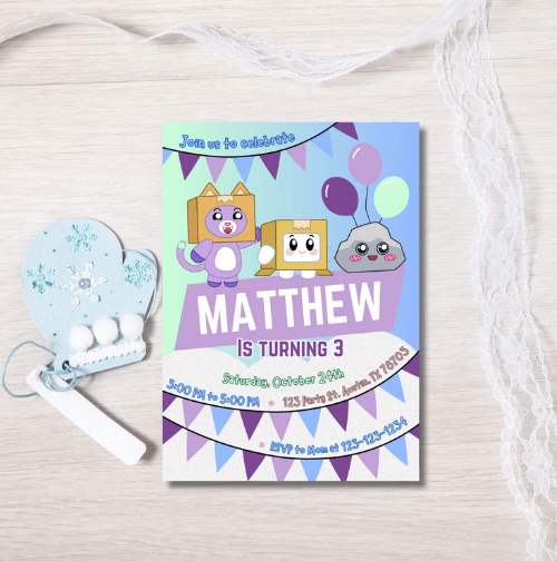 Editable Text Lankybox Birthday Invitation - Canva - Lankybox Themed Party Invite product image (3)