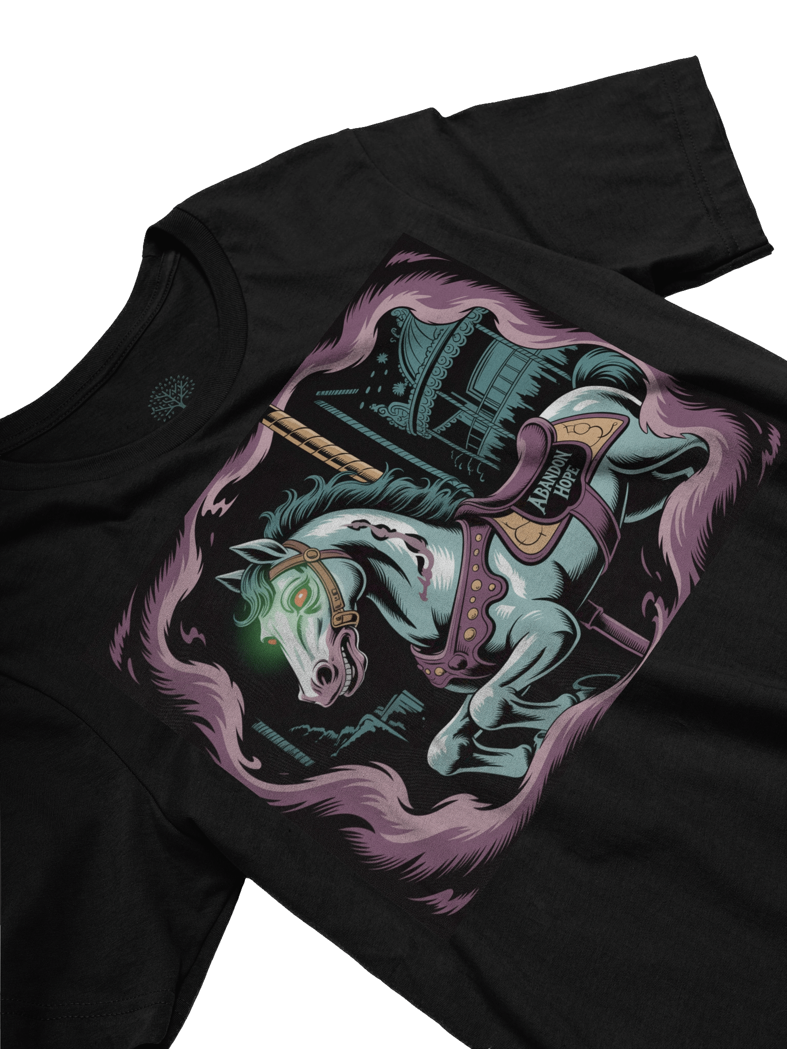 Gothic Carousel 'Abandon Hope' T-Shirt - Unisex Supersoft Creepy Design product image (3)