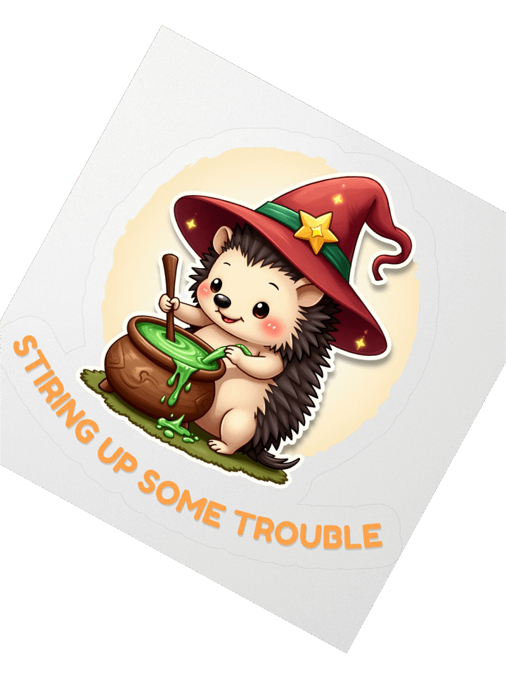 Stirring Up Some Trouble – Cute Hedgehog Sticker product image (2)