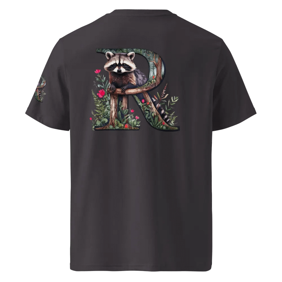 Nature-Inspired Raccoon Letter Organic T-Shirt product image (39)